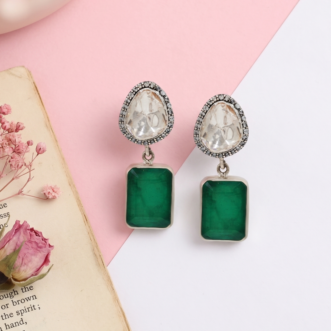 Artisan Silver Moissanite Earrings by Sangeeta Boochra