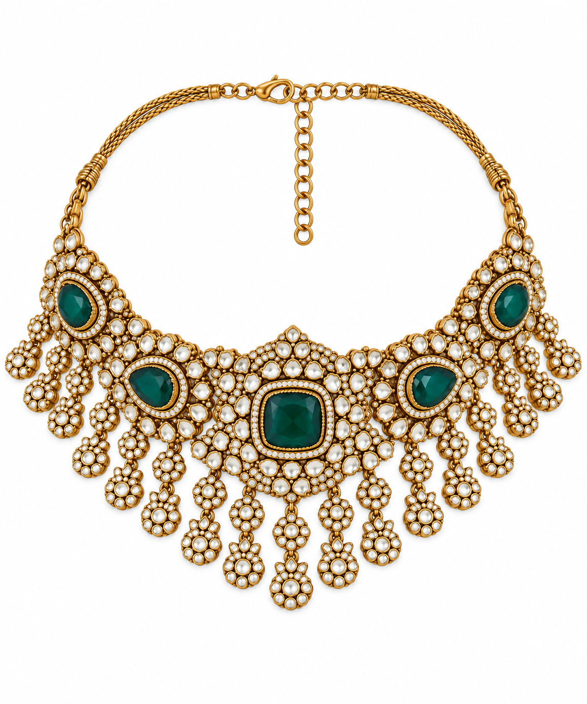 Emerald Polki Kundan  Necklace Set