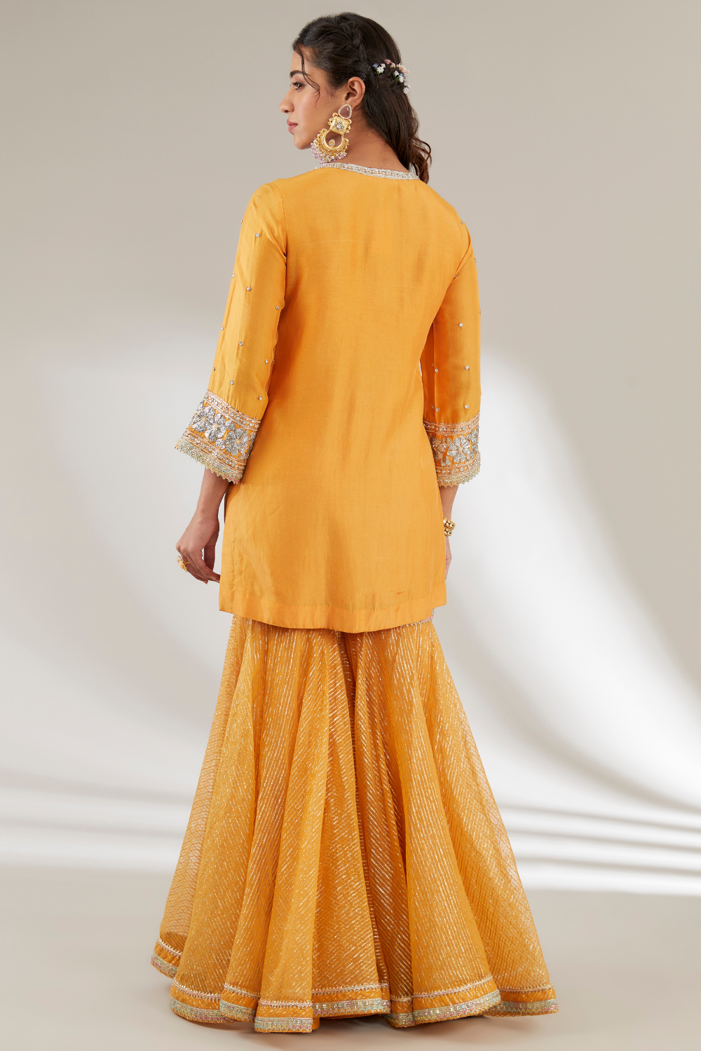 Mango Manvi Embroidered Opada Silk Garara Set for Festive Events