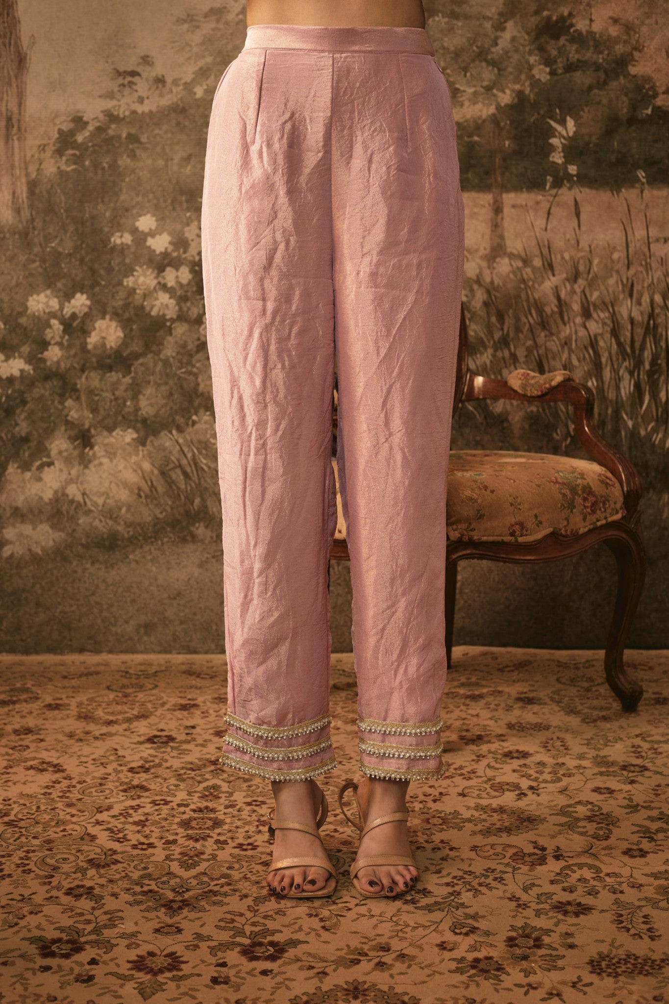 BLUSH PINK TISSUE ANARKALI SET