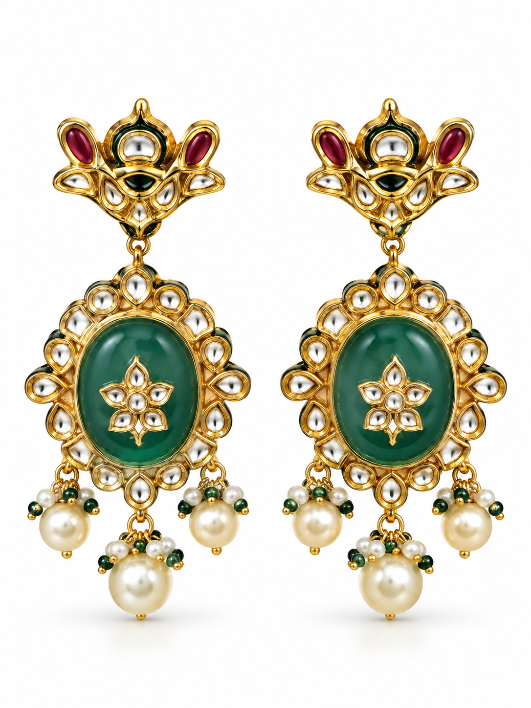 Kundan Ruby Beaded Long Necklace Set