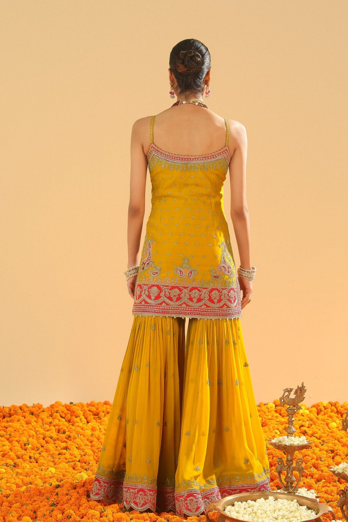 Mehan - Mustard Short Kurta with Garara