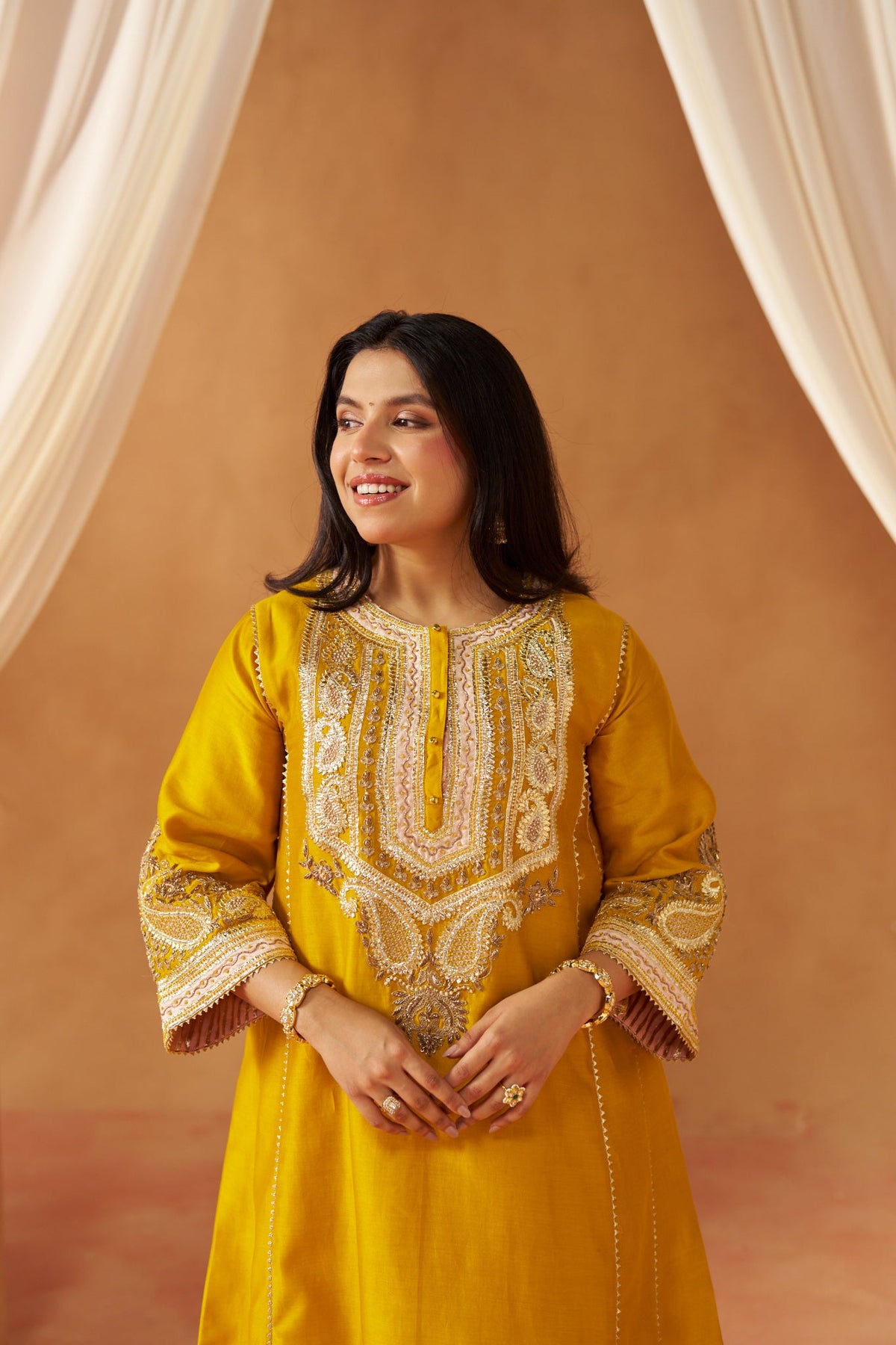 Zimal mustard chauga with salwar and dupatta