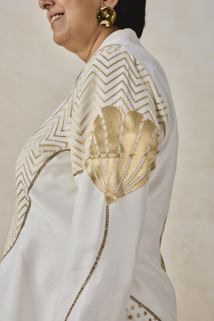 Chanderi Short Jacket Kurta Pant Set - Modern Ethnic Wear