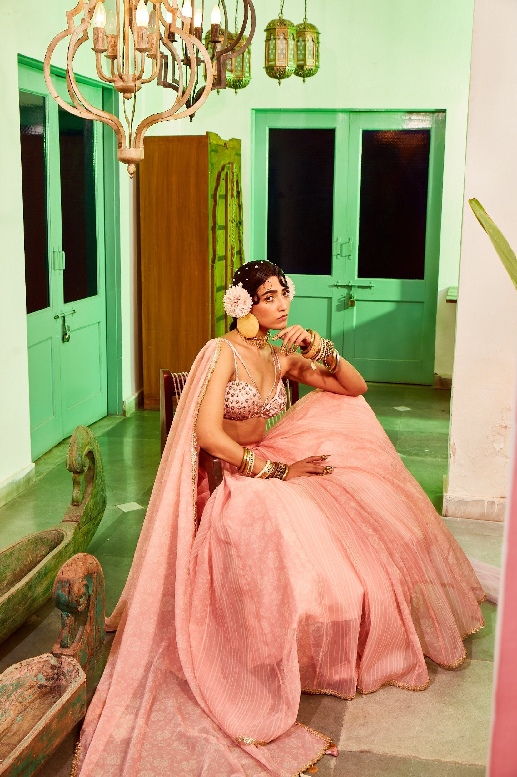 Coral Pink Lehenga Set