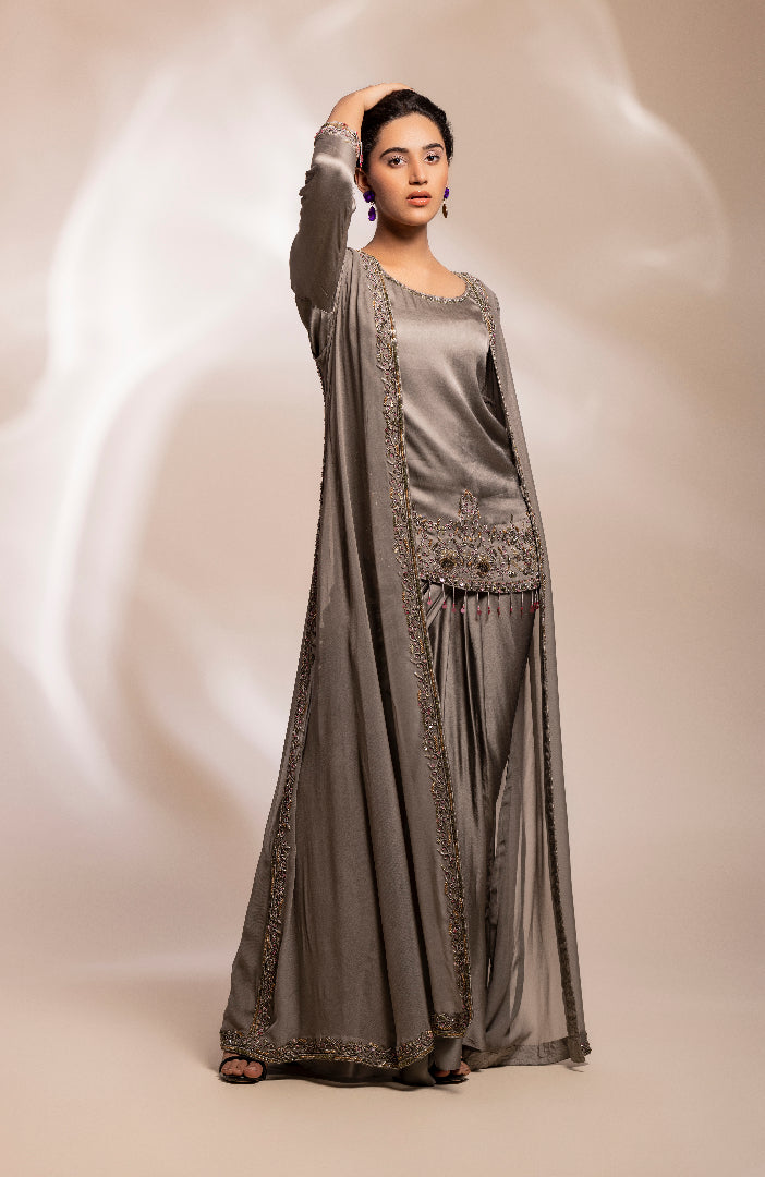Kali jacket, inner kurti and lungi drape skirt