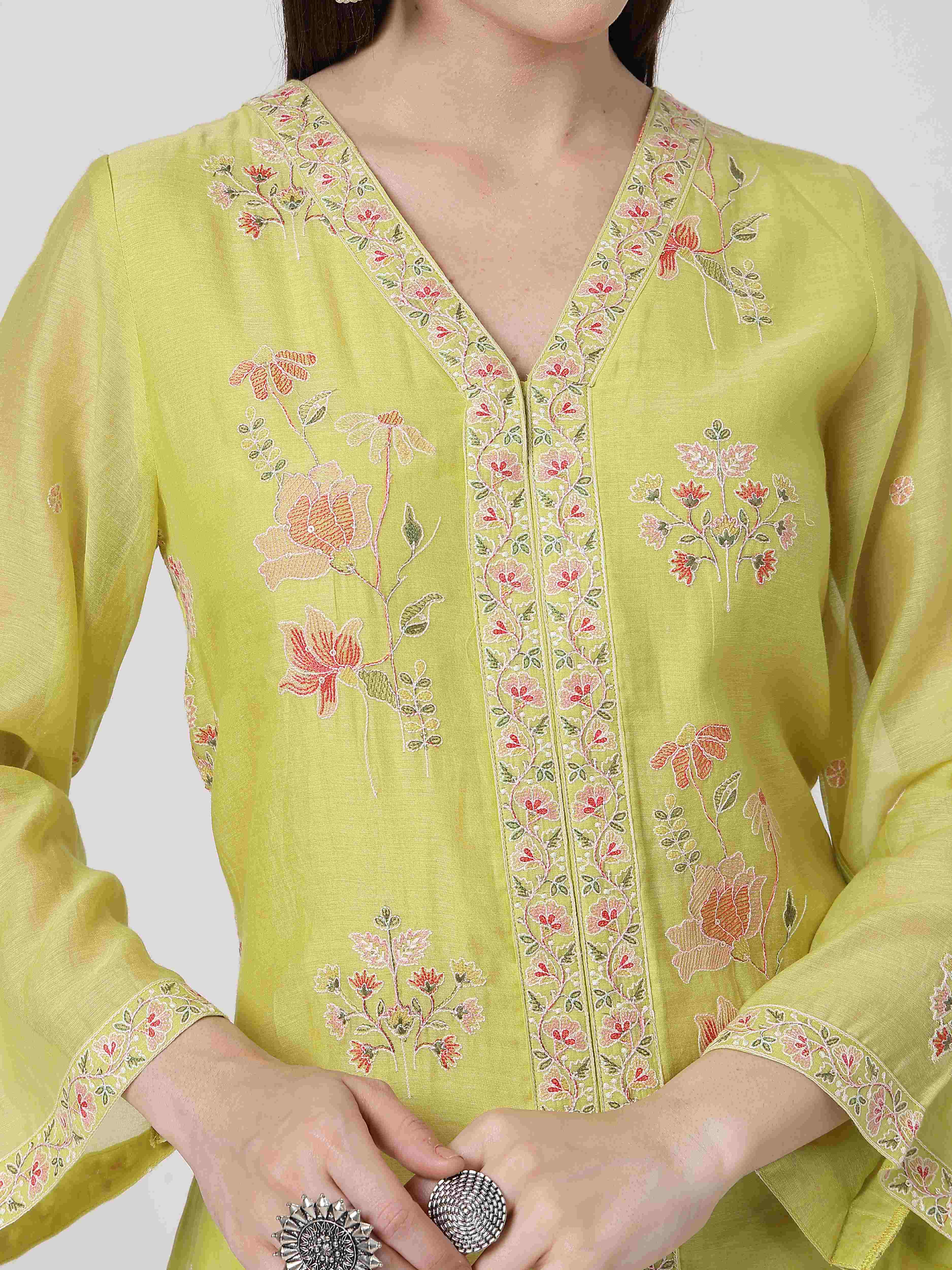 Lime Green A-line Suit Set
