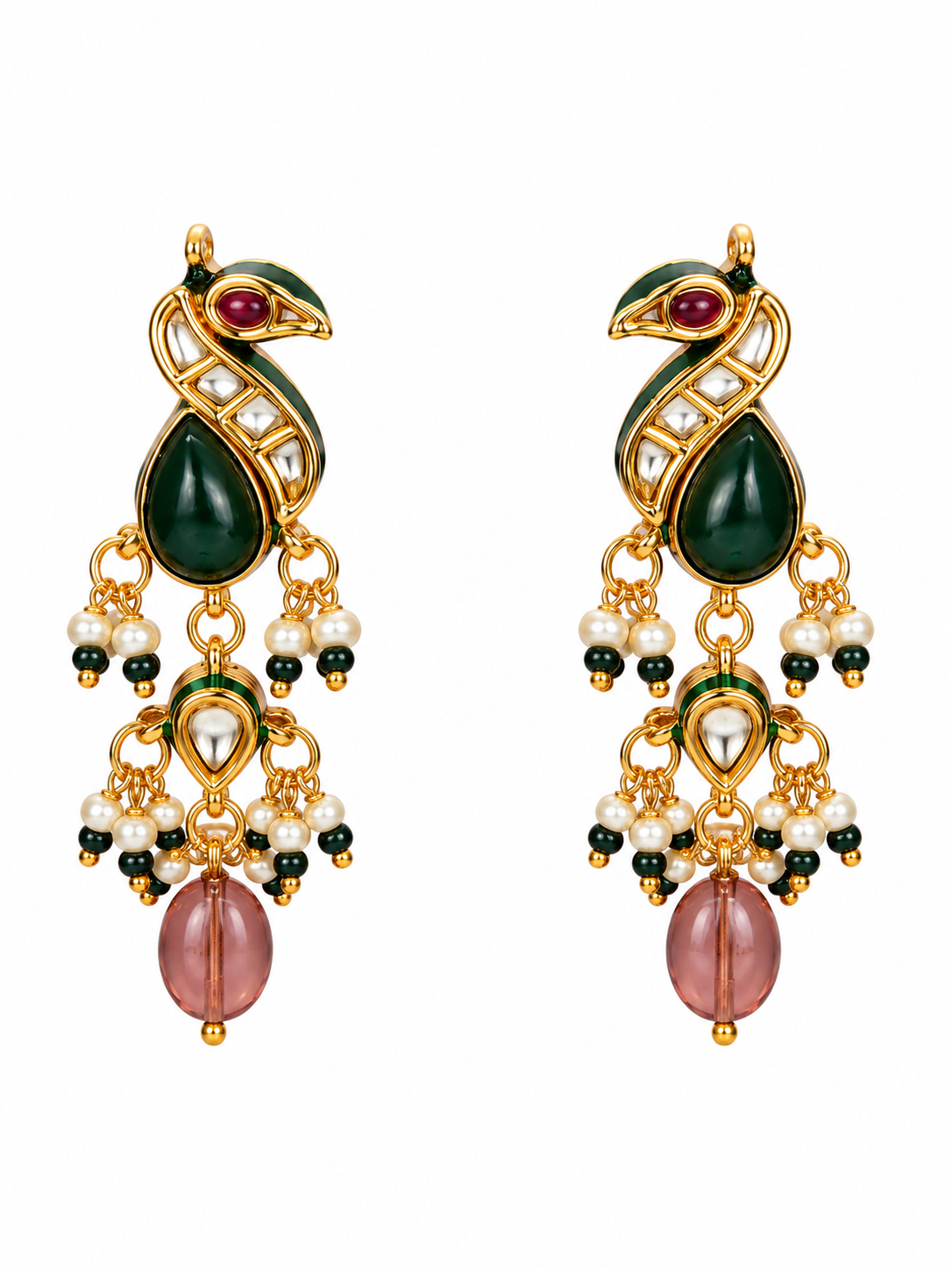Kundan Peacock Beaded Choker Earring Set