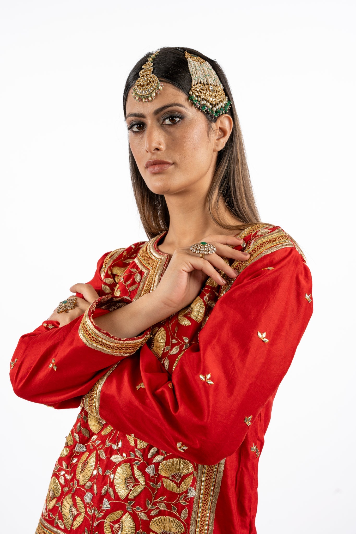 Regal Crimson Hand-Embroidered Kurta