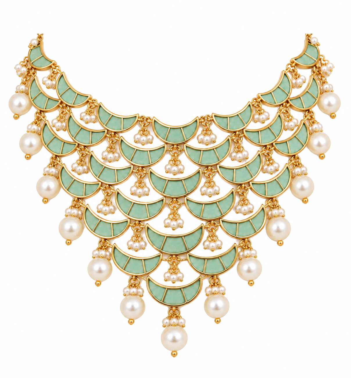 Mint Green Pearl Choker Necklace Set
