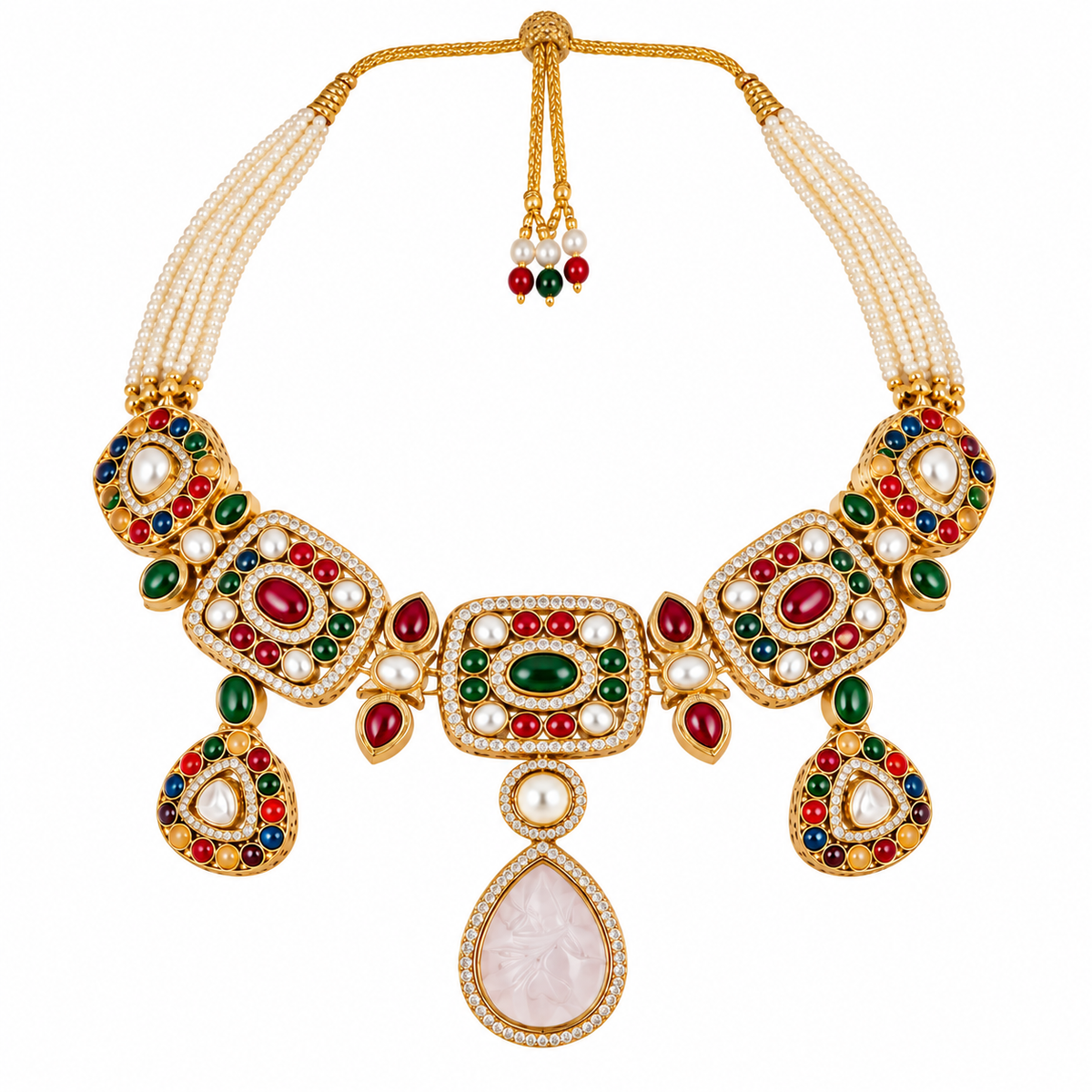 Multicolor Semi-Precious Stone Drop Necklace Set