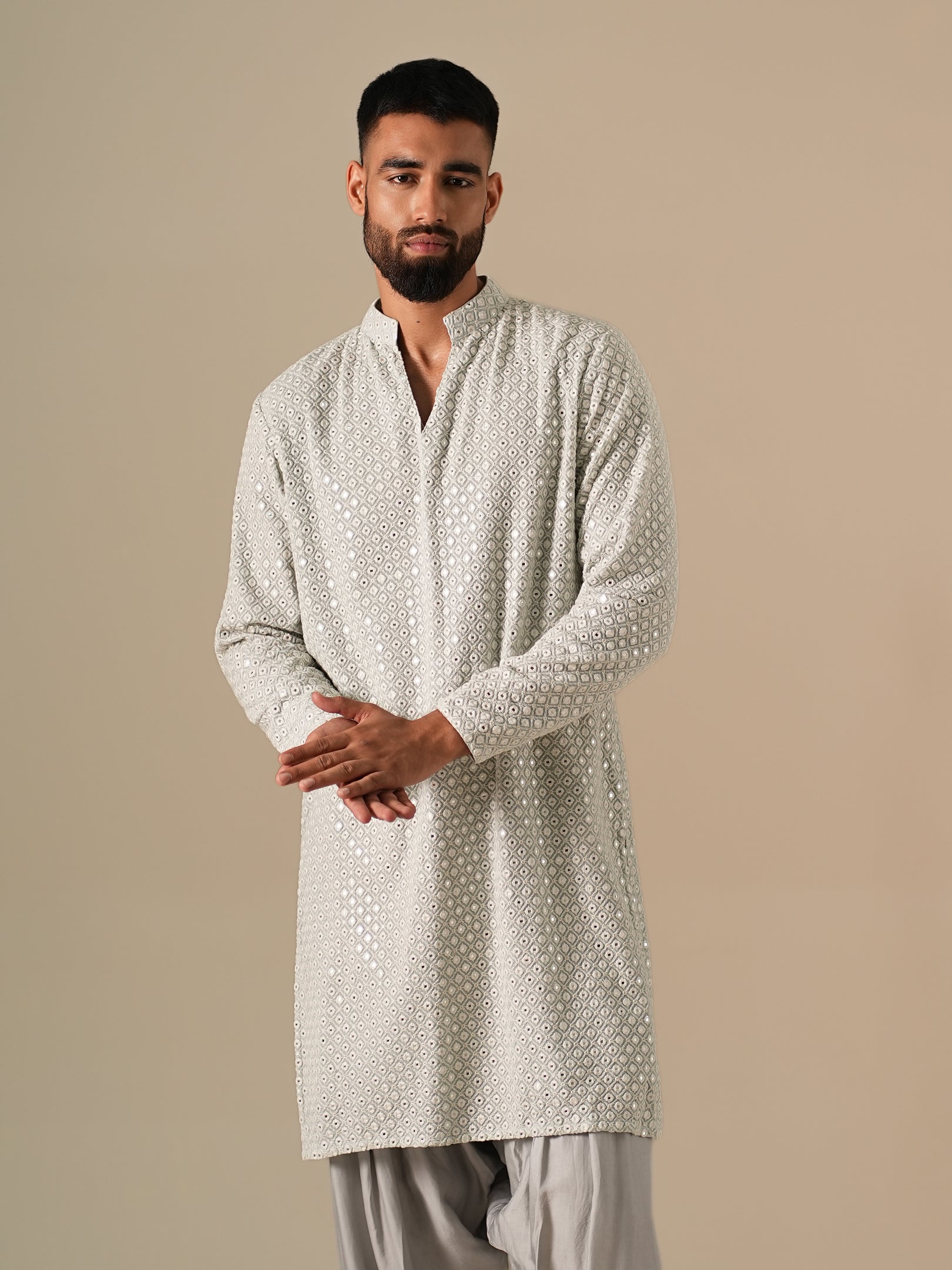 Pastel Blue Mirror Glow Kurta Set