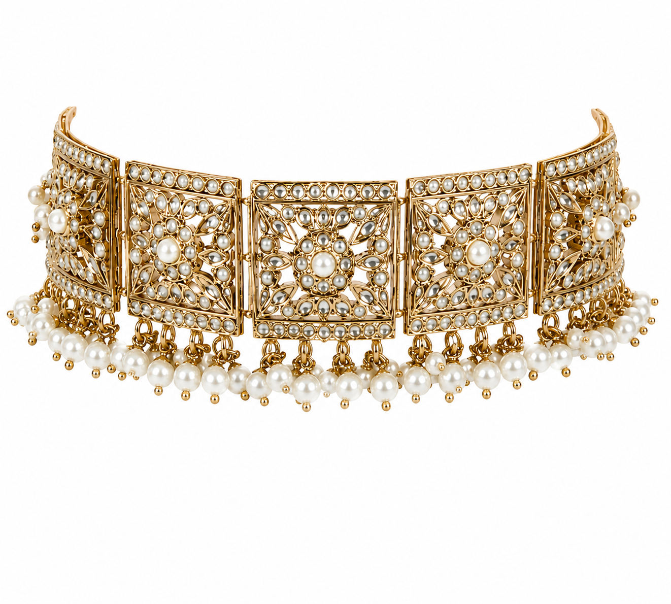 Gold Plated Handcrafted Jadau Necklace Set