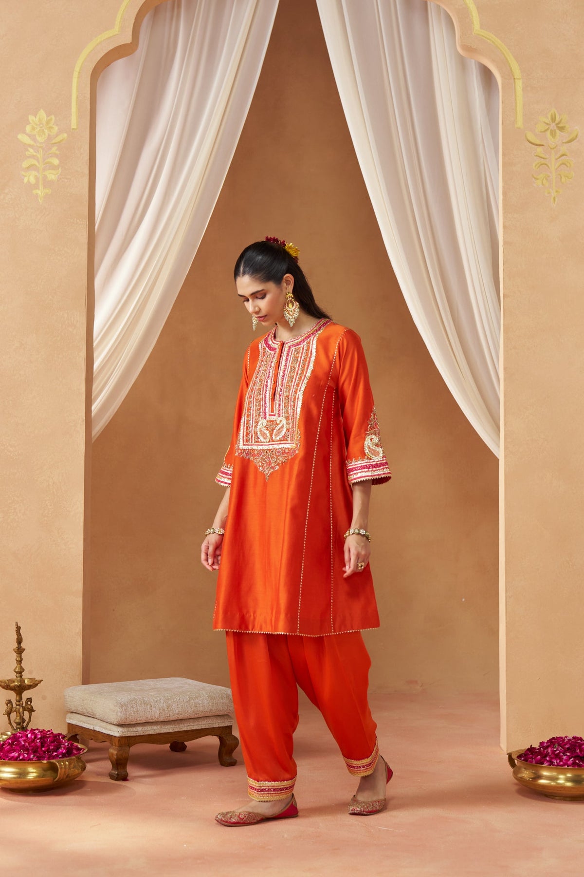 Daneen burnt orange chauga with salwar  with dupatta
