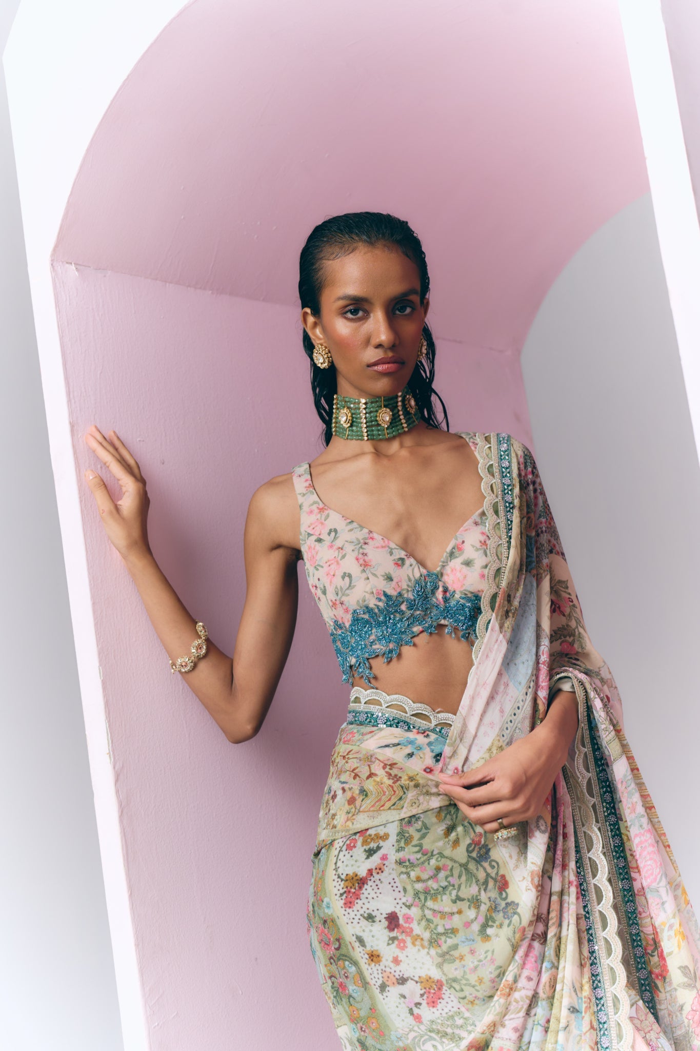 Botanical Mosaic Saree