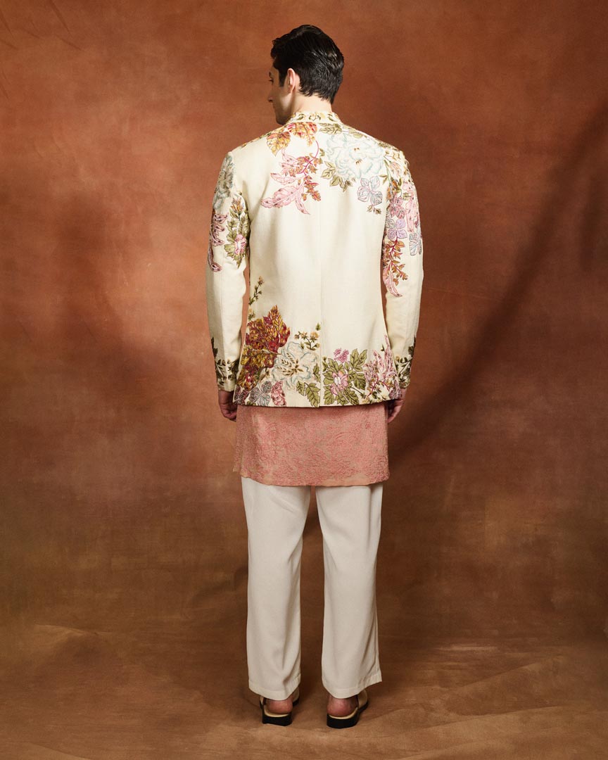 IVORY EMBROIDERED BHANDGALA SET