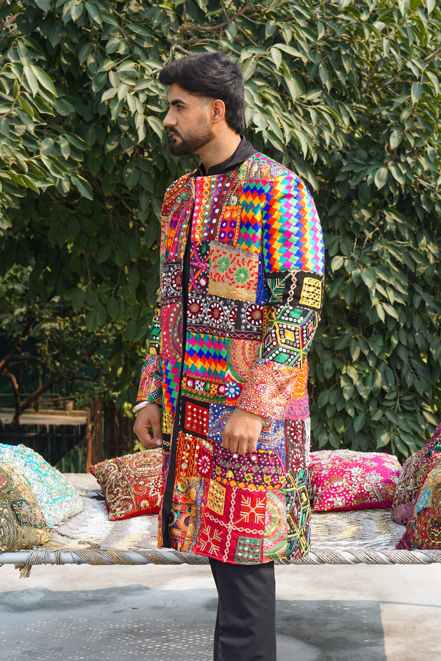 Garvi Gujarat Royale Coat - Designer Embroidered Longline Jacket