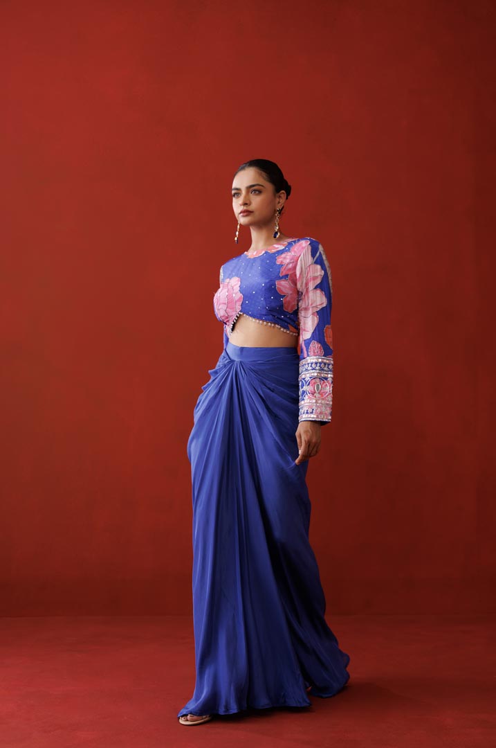 Sapphire drape skirt set