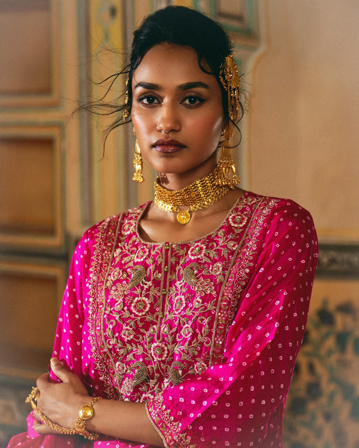 Peacock bandhni kurta set