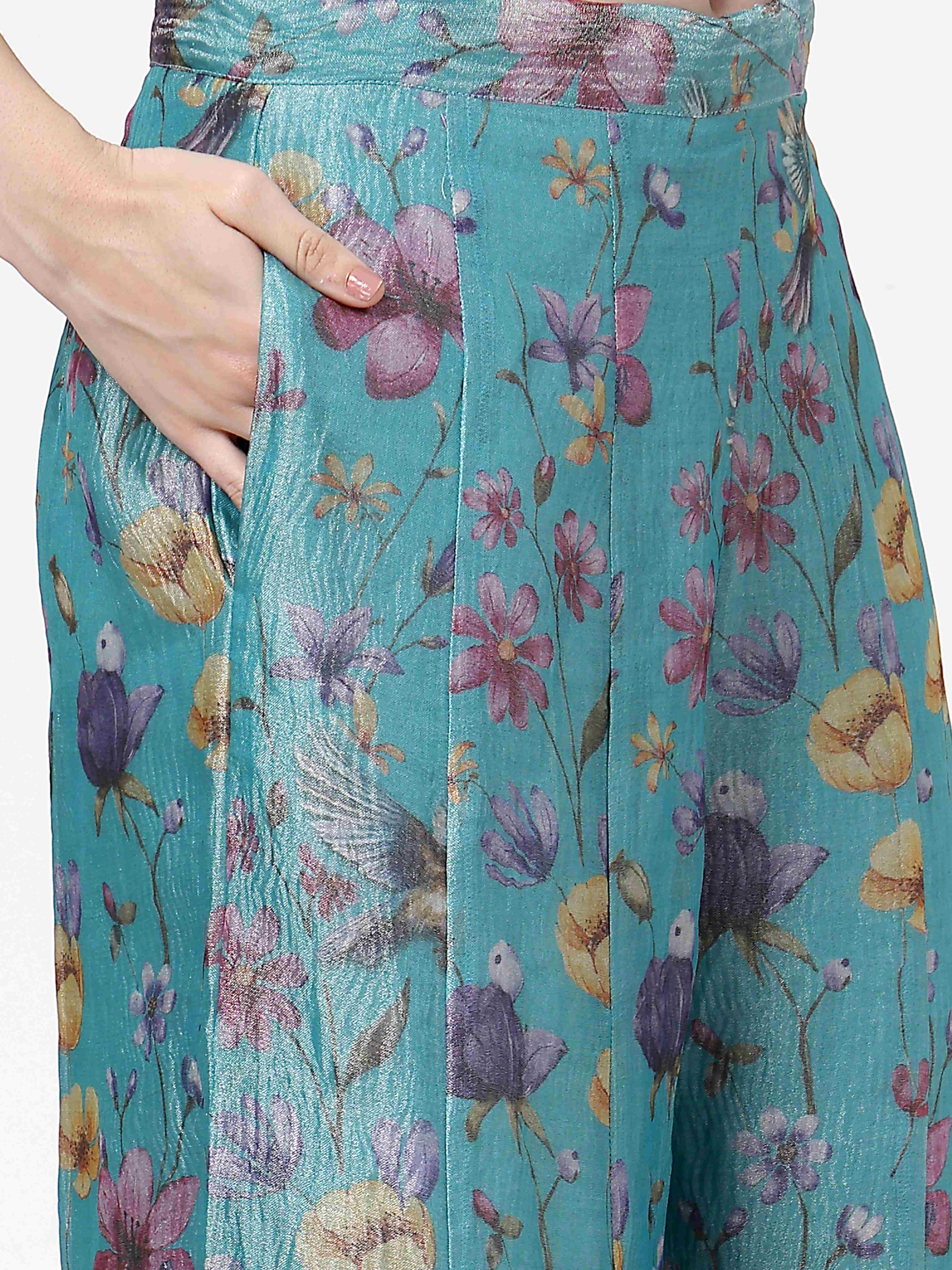 Turqouise Floral Sharara Set