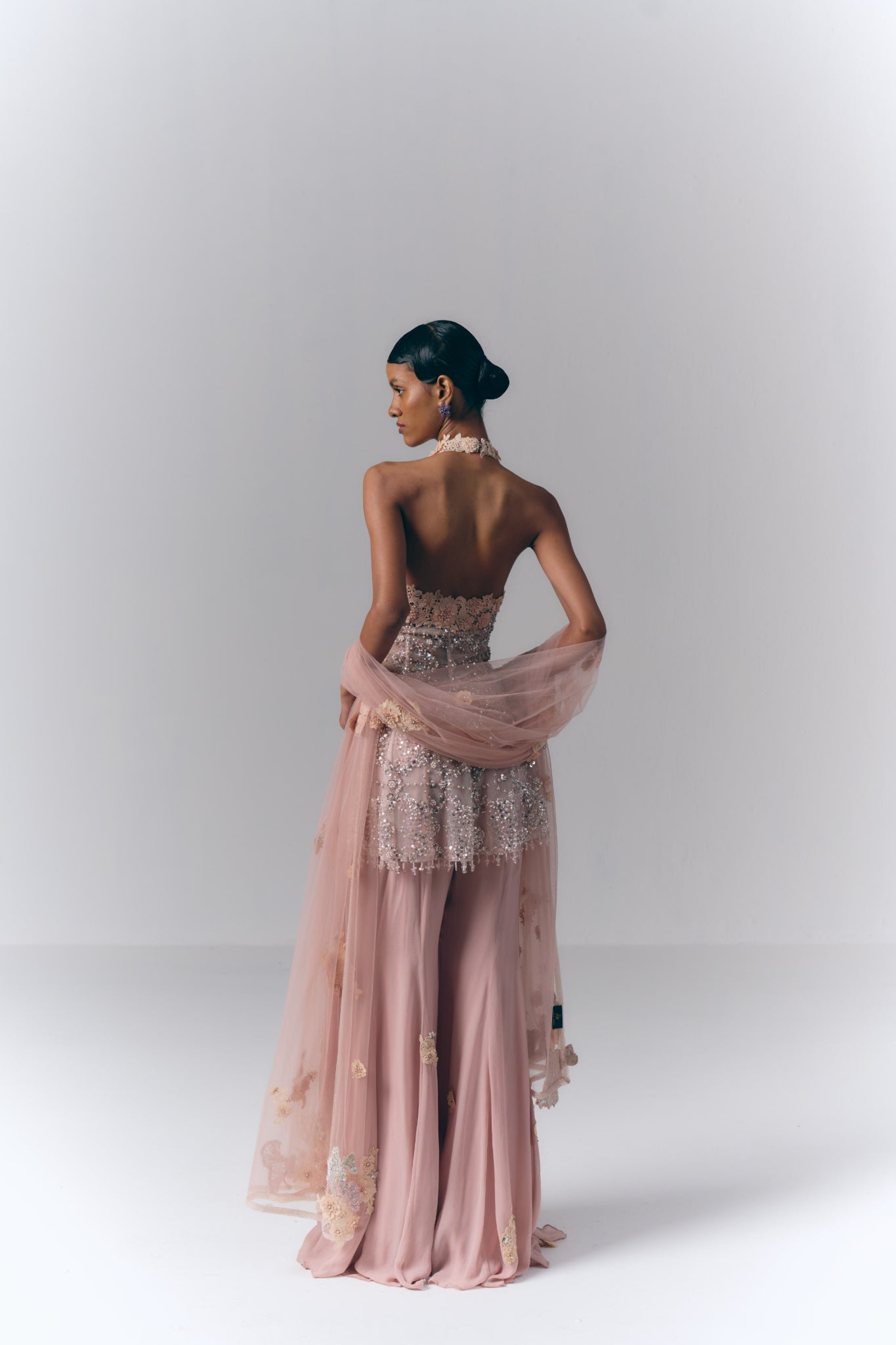 Blush Pink Embroidered Sharara Set