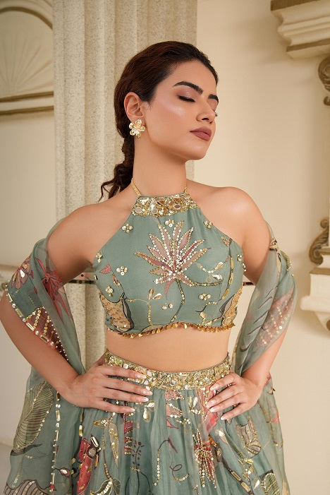 GORGEOUS TEAL LEHENGA SET