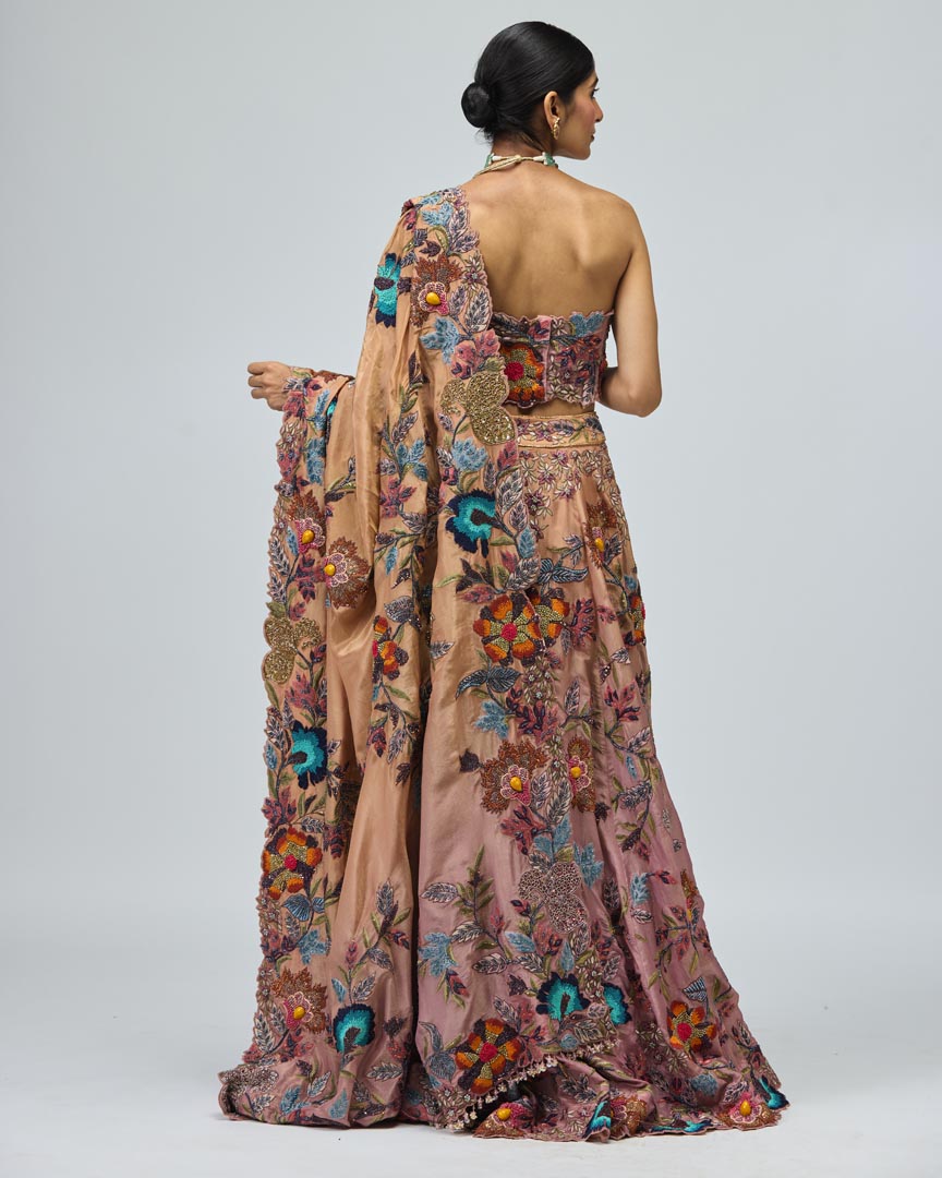 Embroidered Pink Thread Work Lehenga Set for Wedding Events
