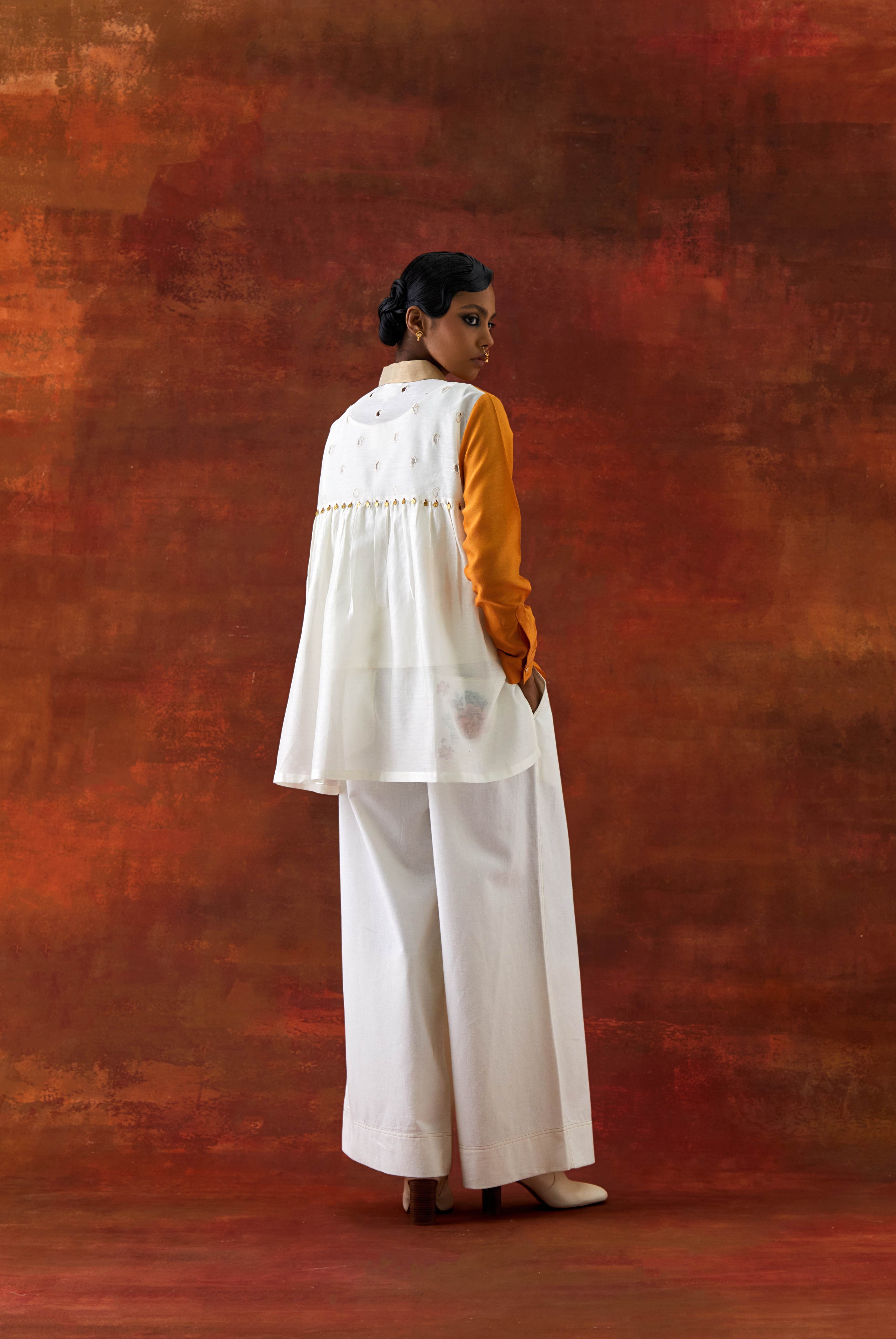 EMB TRI COLOR SHIRT WITH FLARED PANTS - image 4