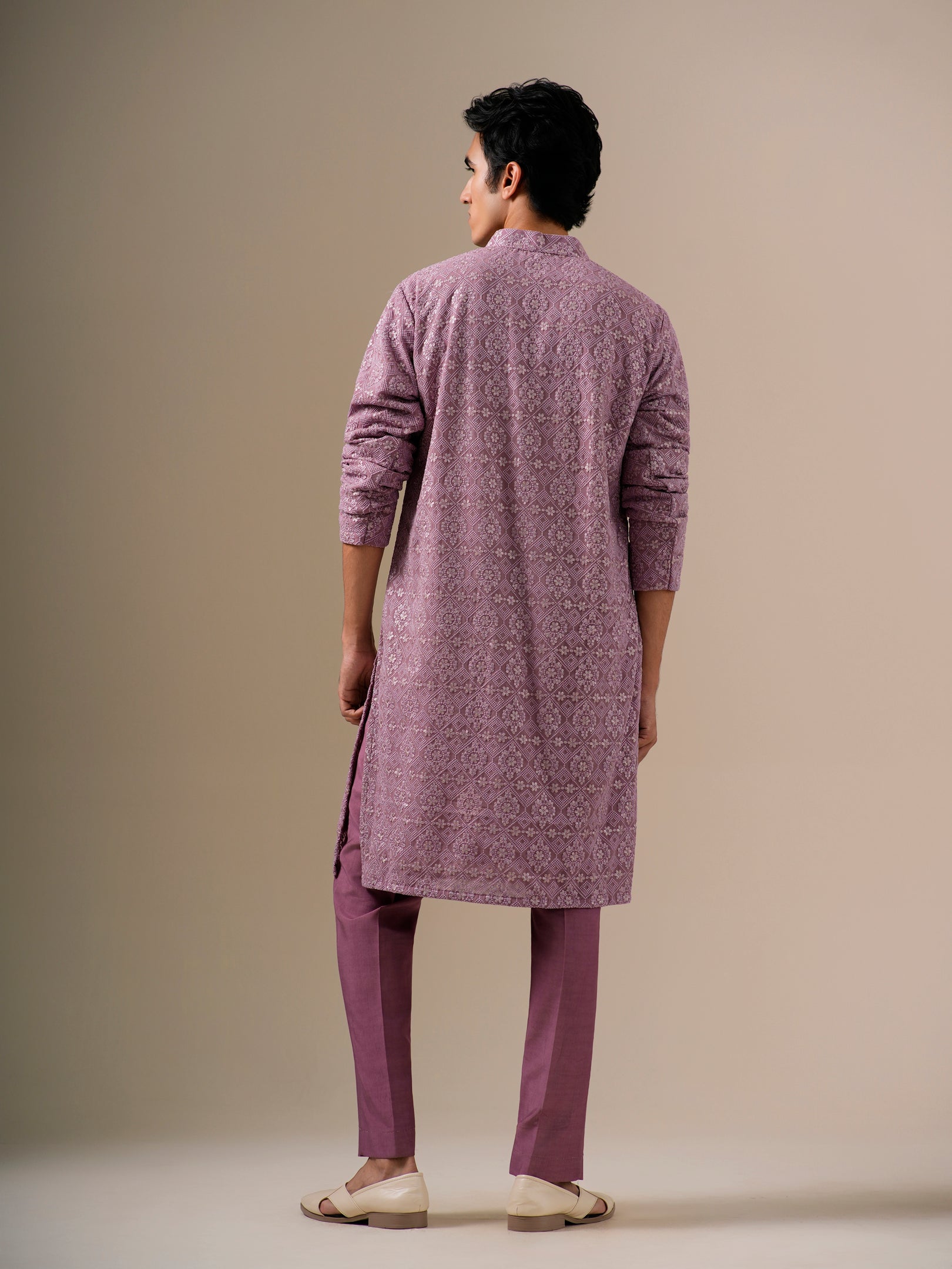 Mauve Gold Geometric Kurta Set