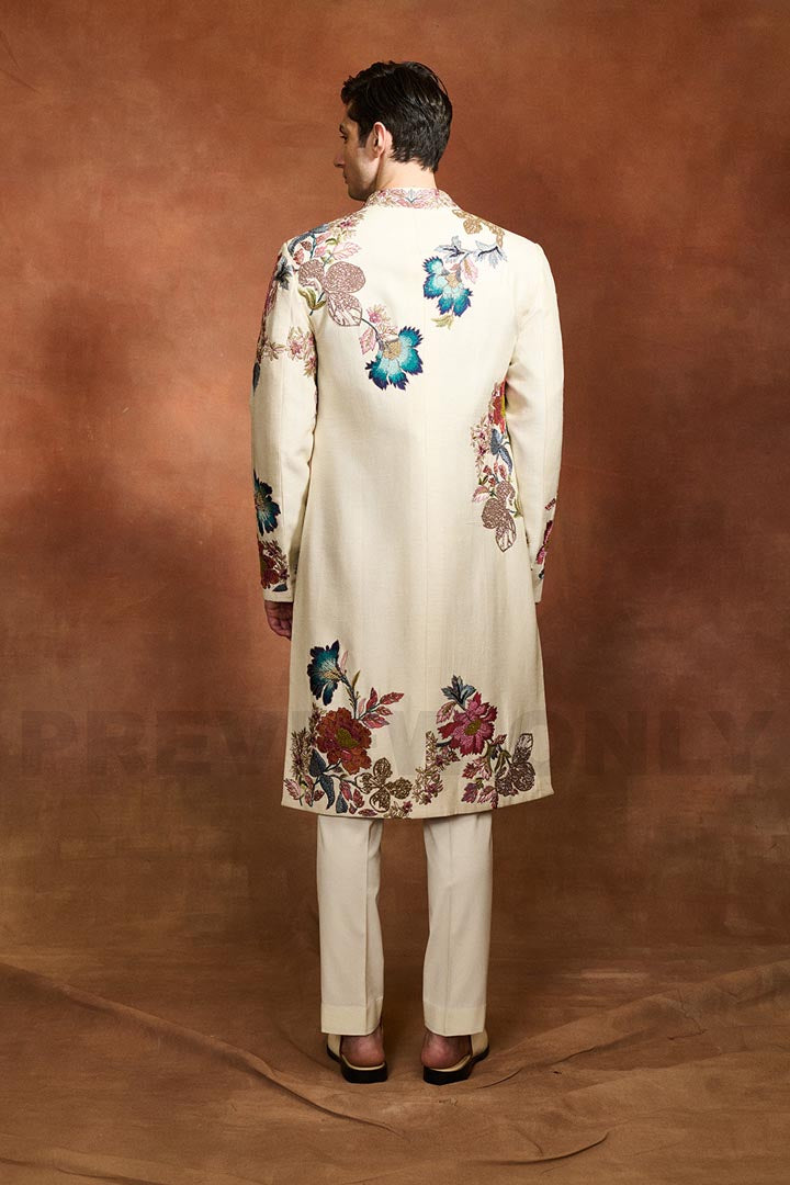IVORY EMBROIDERED SHERWANI  SET