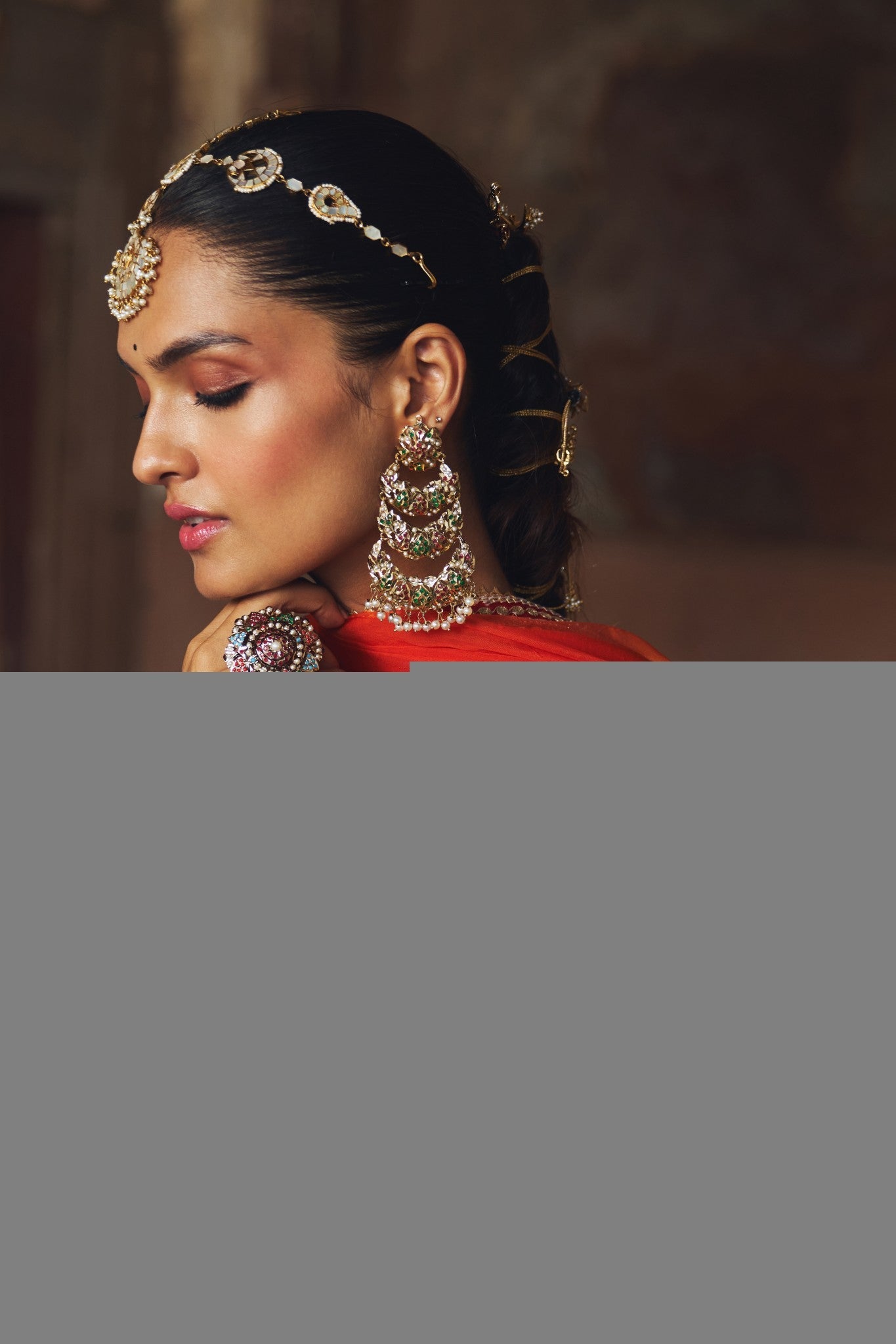AREESHA - BURNT ORANGE SHORT KURTA WITH SHARARA AND DUPATTA