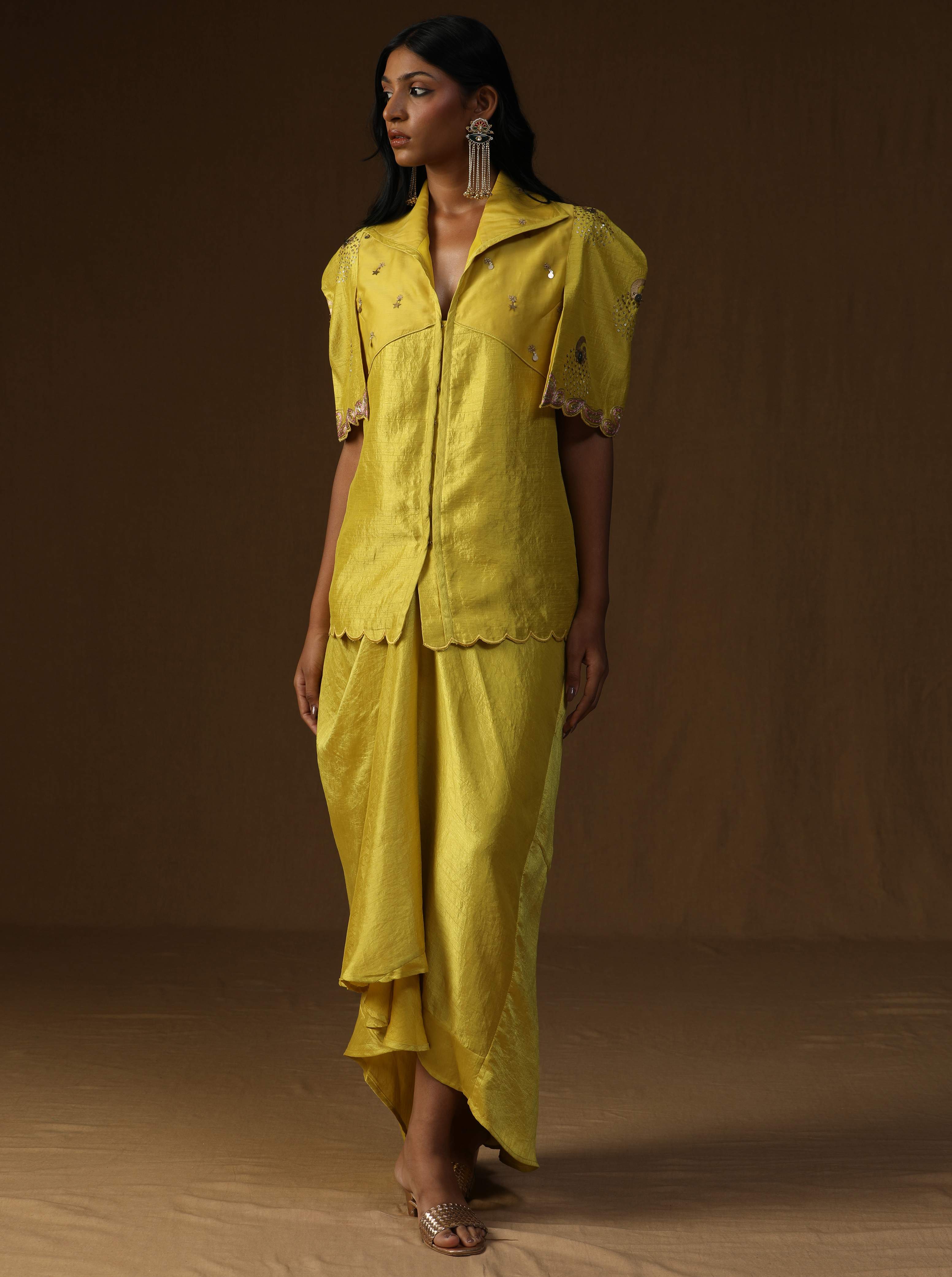 Rangadevi Lime� Draped Skirt Set