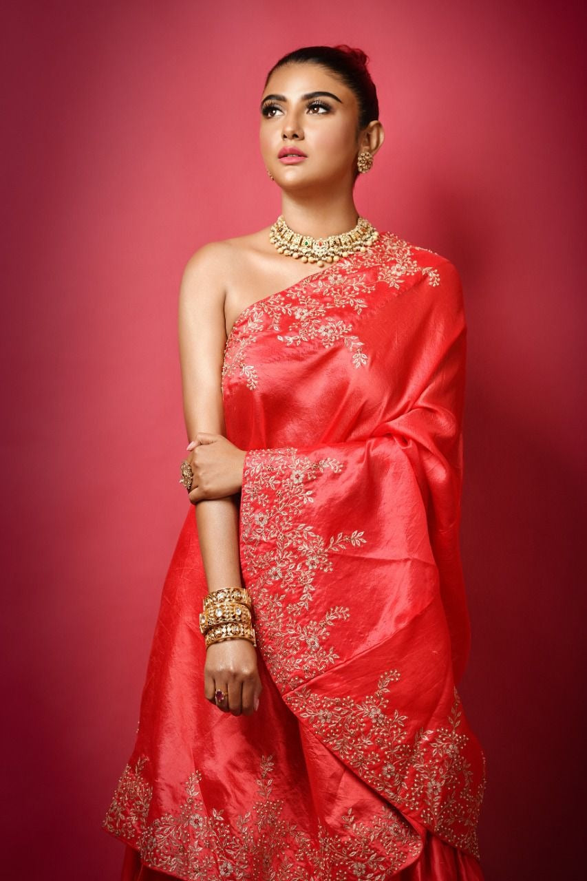 One shoulder cape and sharara set