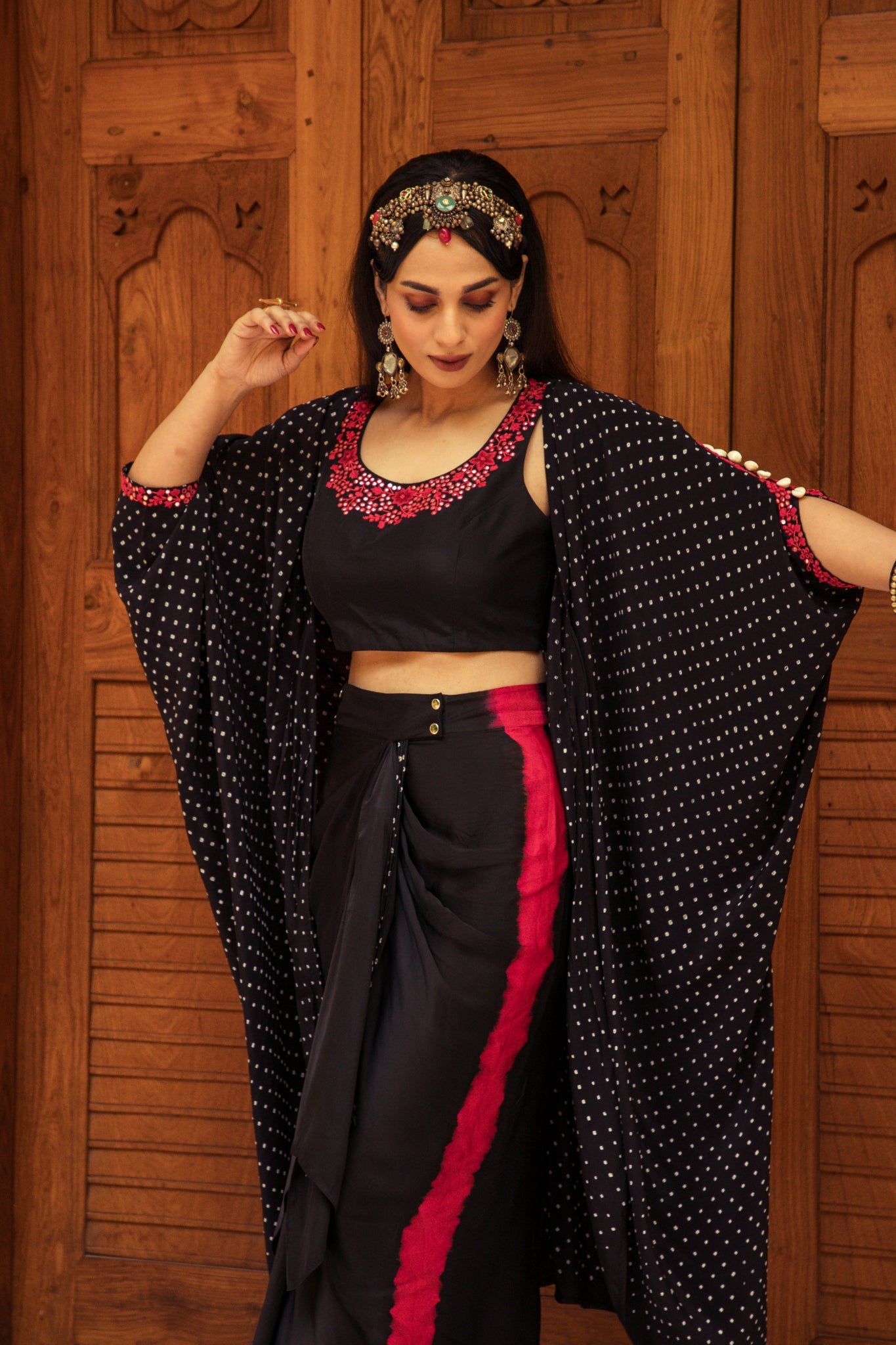 Three piece cape skirt set