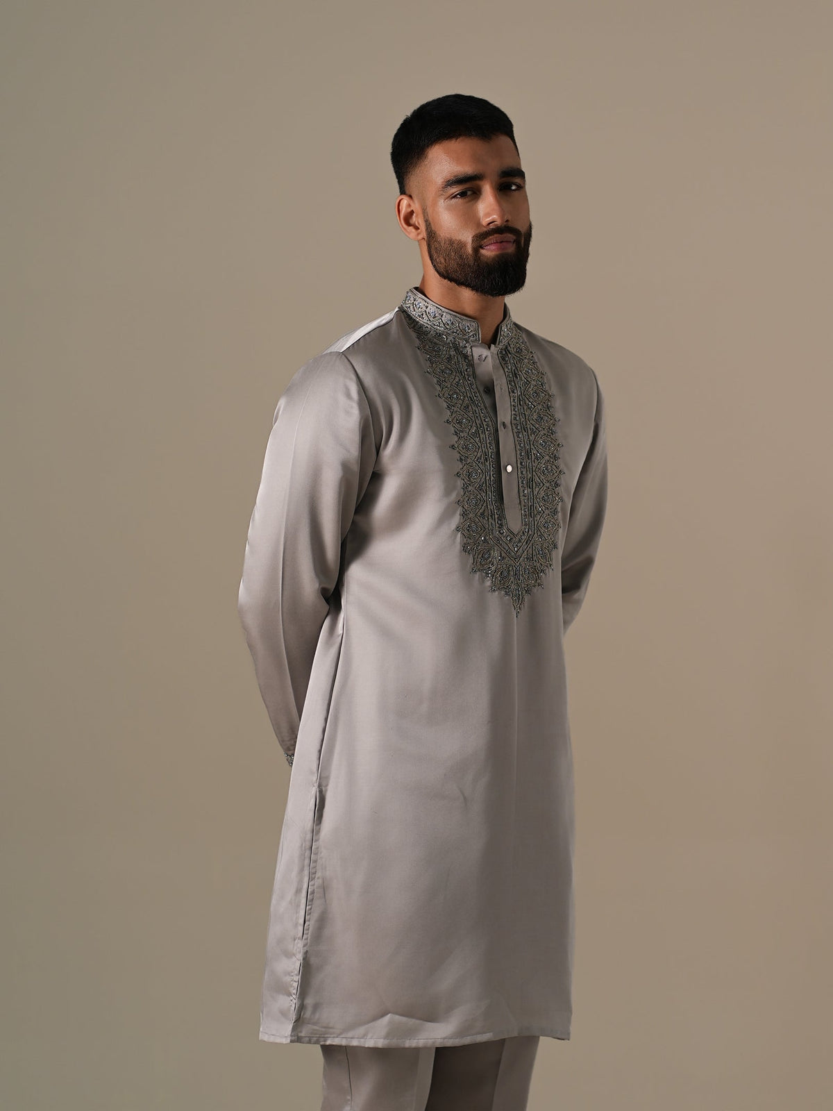 Steel Grey Opulence Kurta Set