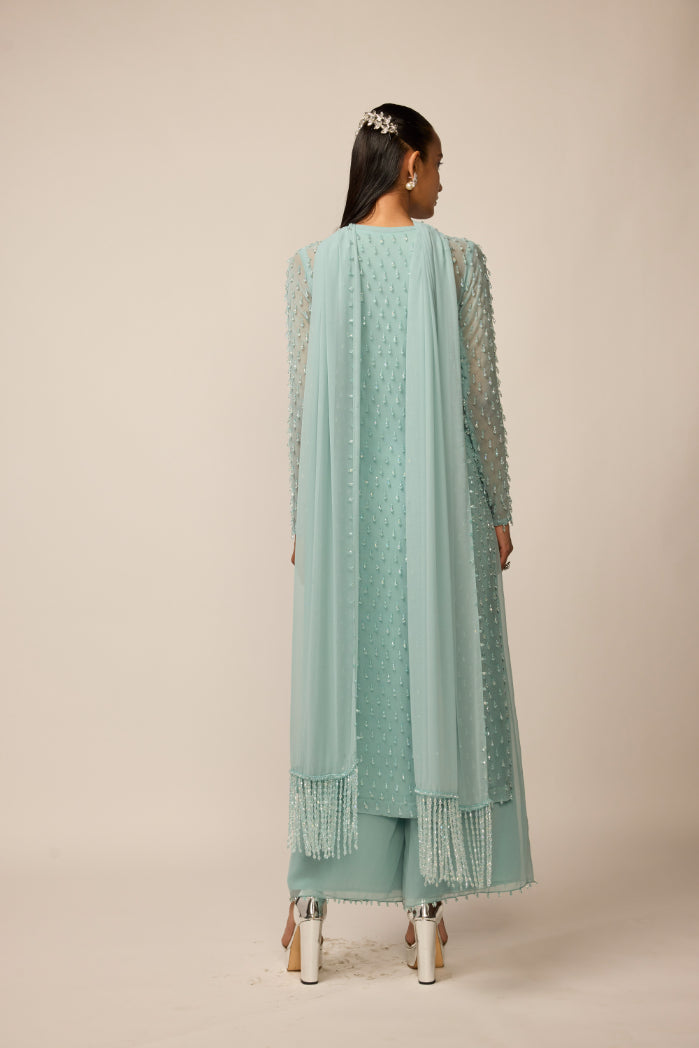 Powder Blue Pearl Drop Kurta Set