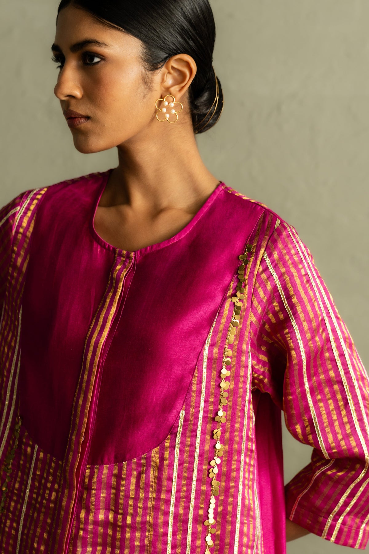 Ojas Tissue Stripe Short Kurta Set