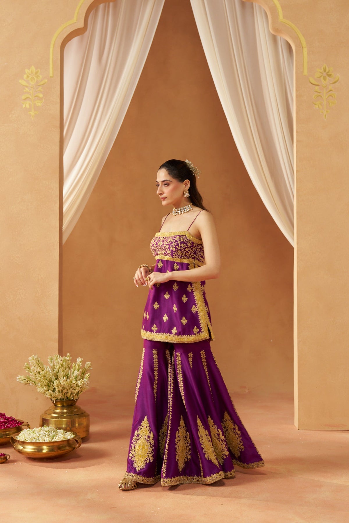 Najma Deep Purple Kurta with Garara and Dupatta