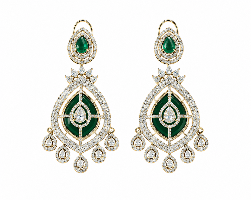 Emerald Layered Statement Necklace Set