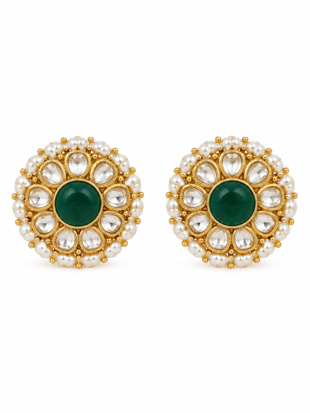 Green Bead Statement Choker Necklace Set