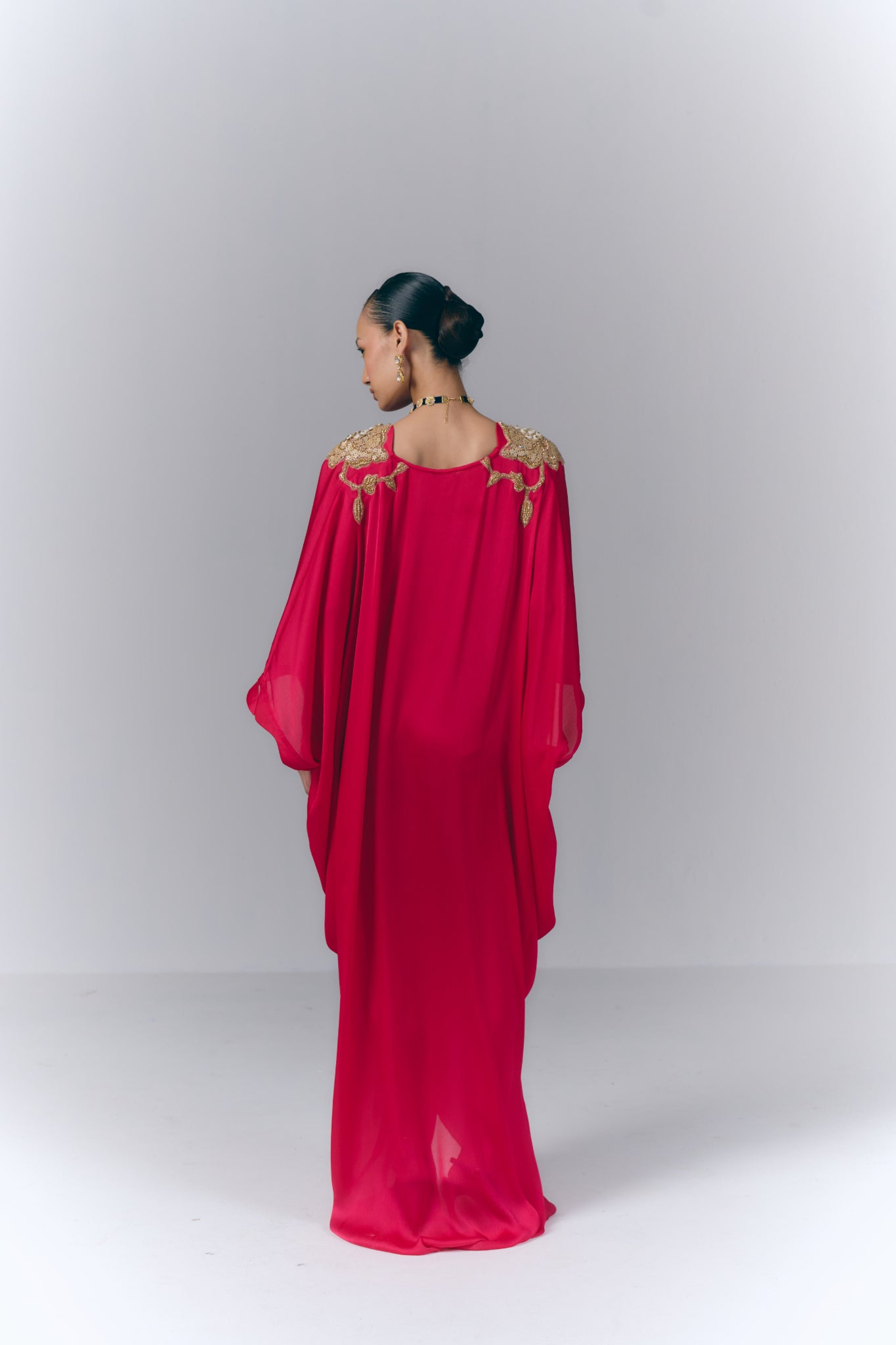 Rani Pink Applique Draped Kaftan