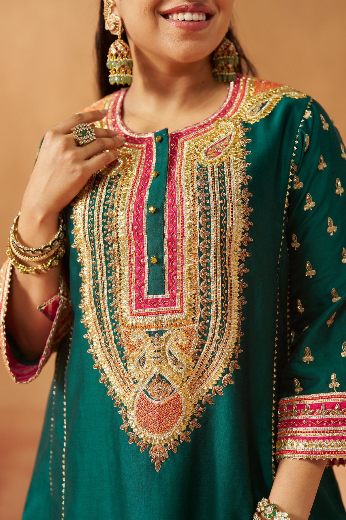 Riva emerald green chauga with salwar