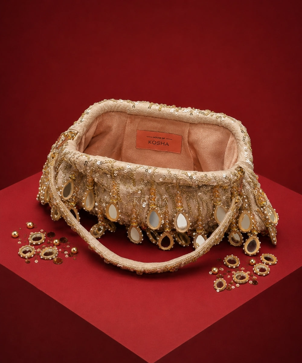 Sheesh Mahal Gold Embellished Clutch