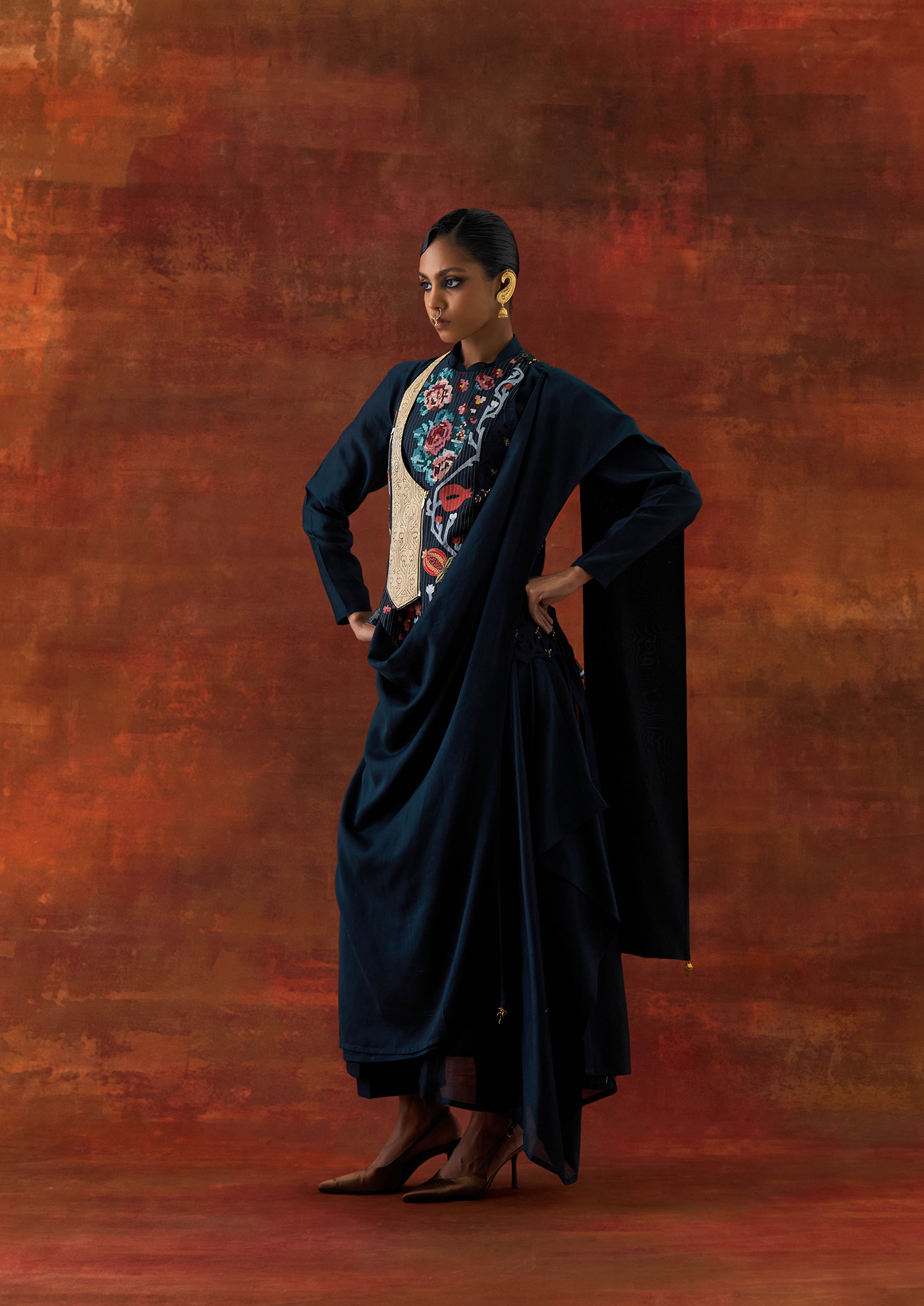 ANGRAKHA STYLE JACKET WITH ZIPPERED KURTA AND PANTS - image 4