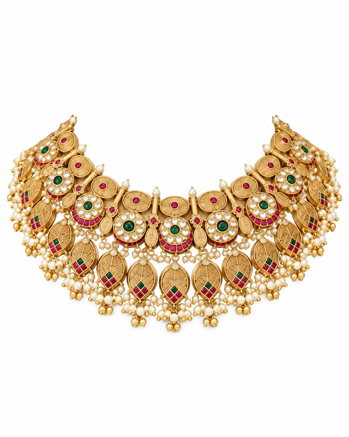Antique Gold Kundan Statement Necklace Set
