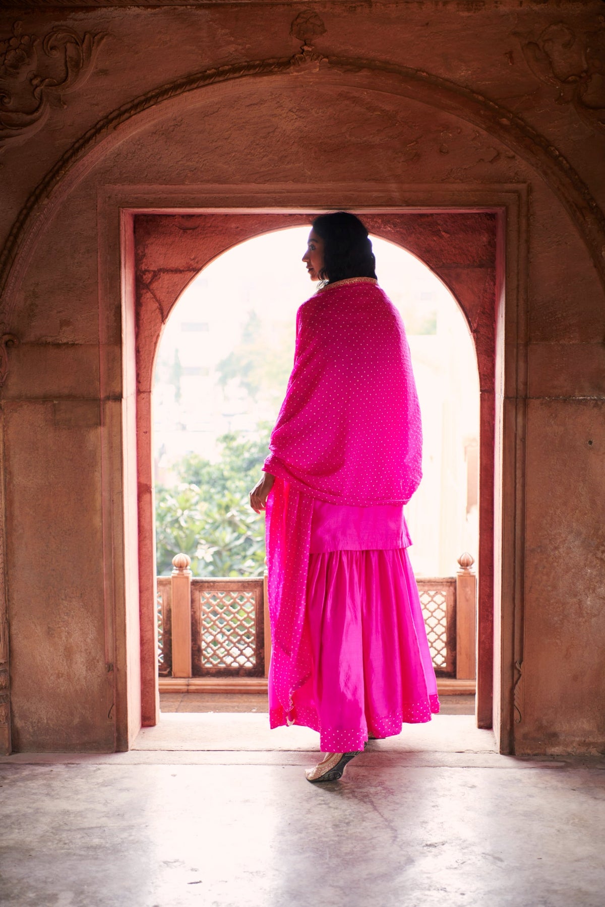 bandhni short sharara