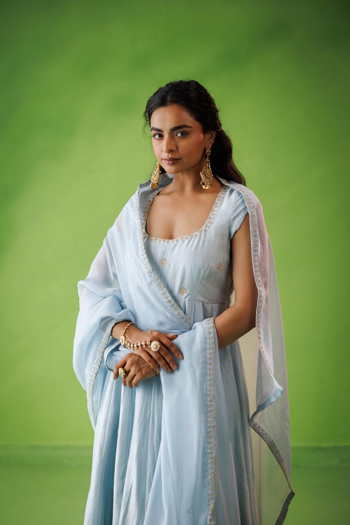 Powder Blue anarkali set