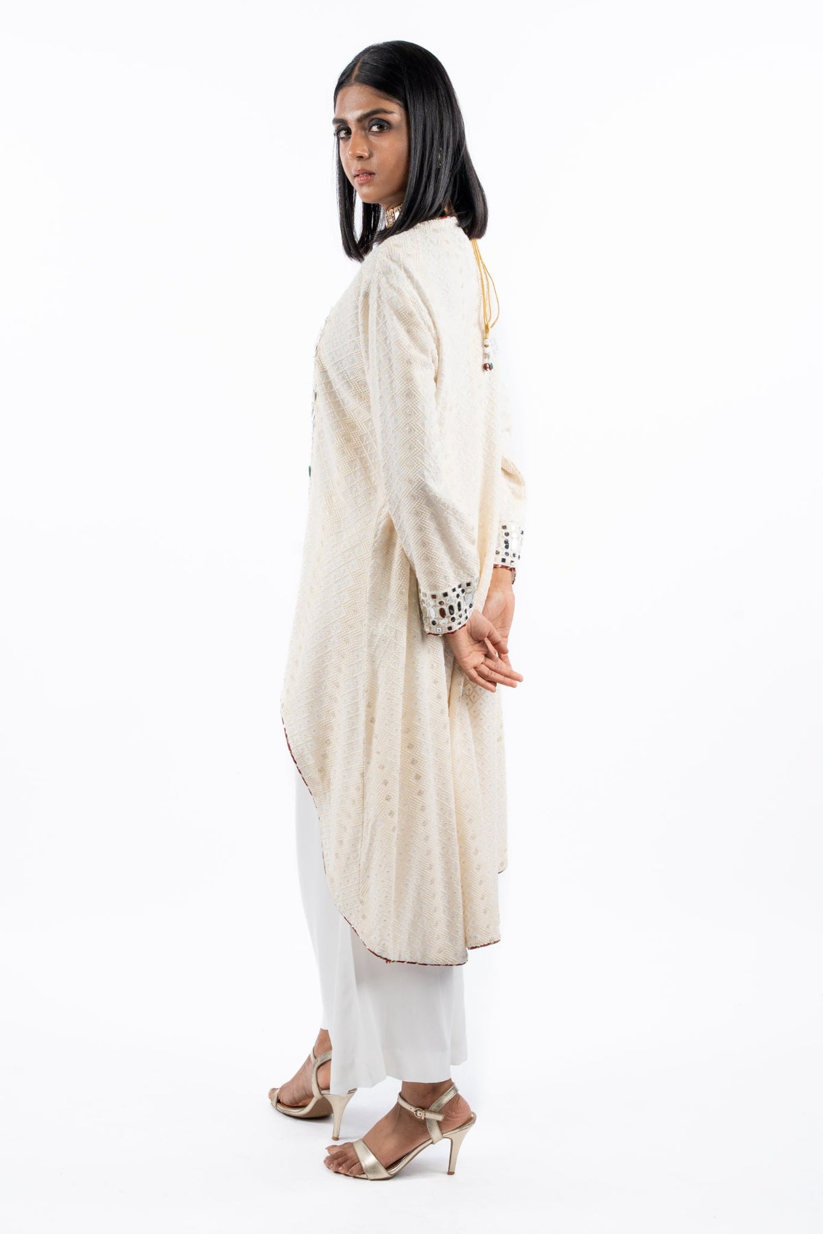Ivory Luxe Mirror-Embellished Kurta Set