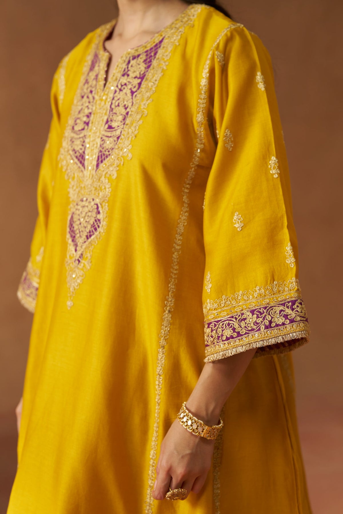 Maahgul Mustard Kalidaar Chauga with Salwar with Dupatta