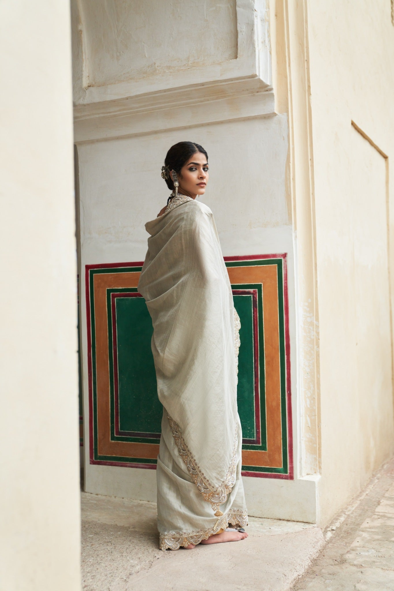 Chandi jodha saree
